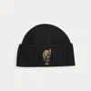 Ralph Lauren Lunar New Year Polo Bear Wool Beanie In Black