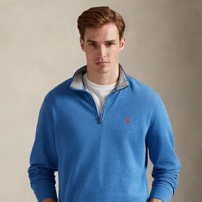 Ralph Lauren Luxury Jersey Quarter-zip Pullover In Blue