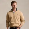 Polo Ralph Lauren Luxury Jersey Quarter-zip Pullover In Camel Melange