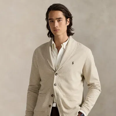 Ralph Lauren Luxury Jersey Shawl-collar Cardigan In Neutral