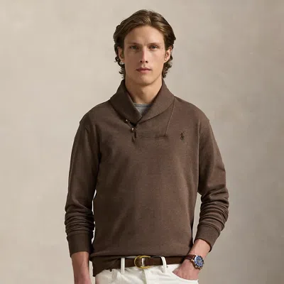 Ralph Lauren Luxury Jersey Shawl-collar Pullover In Brown
