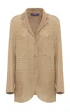 Polo Ralph Lauren Lydia Open-knit Leather Blazer In Nude