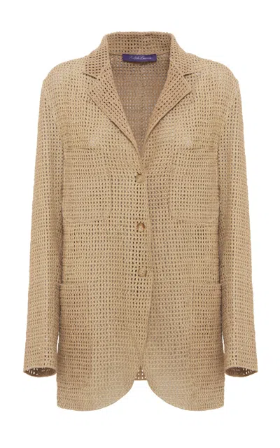 Polo Ralph Lauren Lydia Open-knit Leather Blazer In Nude
