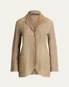 Ralph Lauren Lydia Woven Lambskin Jacket In Light Sand