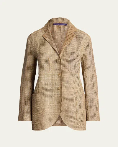 Ralph Lauren Lydia Woven Lambskin Jacket In Light Sand