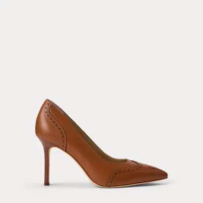 Ralph Lauren Lynden Perforated Leather Pump In Lauren Tan