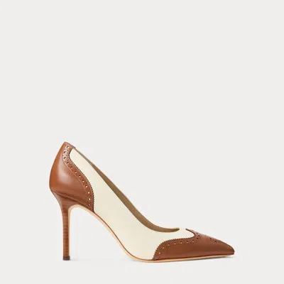 Ralph Lauren Lynden Perforated Leather Pumps In Brown
