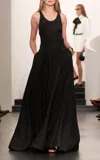 Ralph Lauren Lyndy Linen Maxi Tank Dress In Black