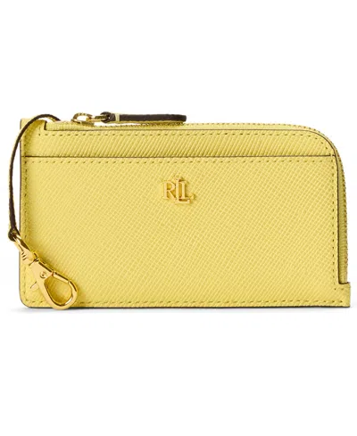 Ralph Lauren L-zip Small Card Case Wallet In Yellow