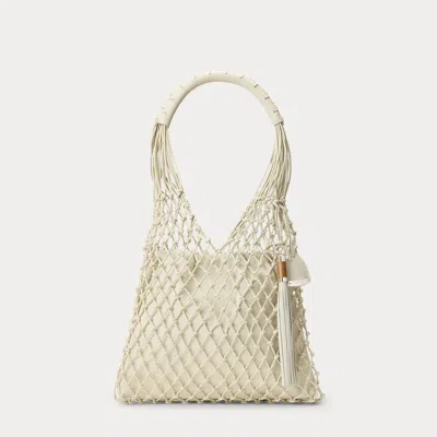 Ralph Lauren Macramé Tote In Calfskin In Lux Cream In Neutral