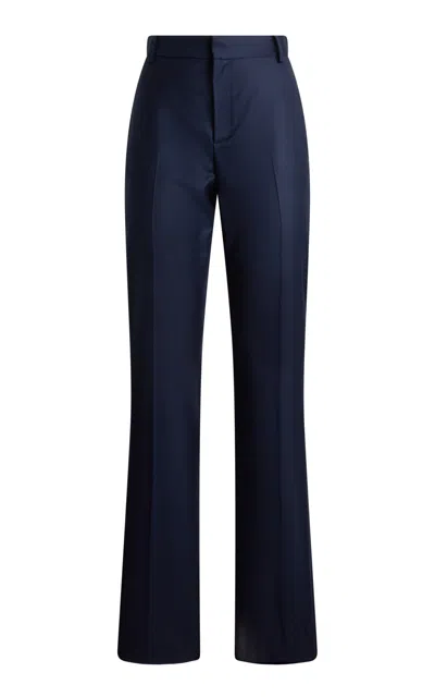 Ralph Lauren Macy Low-rise Wool Straight-leg Pants In Blue