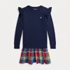Polo Ralph Lauren Kids' Madras-skirt Fleece Dress In Blue