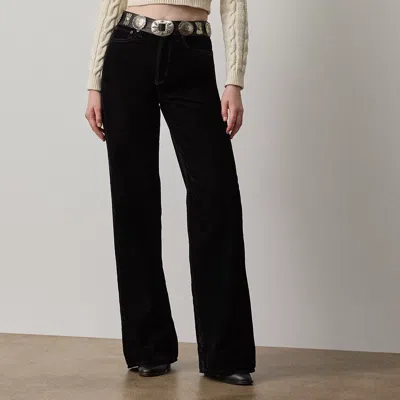 Ralph Lauren Mae Flocked Wide-leg Jean In Black