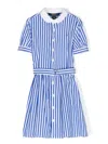 Polo Ralph Lauren Ralph Lauren Kids Striped Belted Waist Shirt Dress In Blue