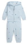 Polo Ralph Lauren Ralph Lauren Magic Allover Embroidered Fleece Hoodie & Pants Set In Beryl Blue
