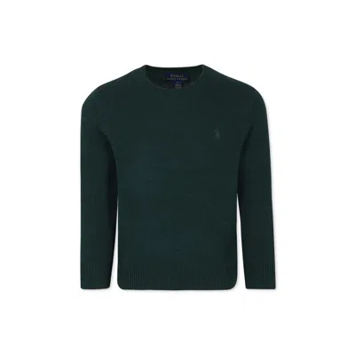 Ralph Lauren Kids' Maglione Verde Per Bambino Con Cavallino In Green