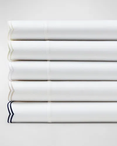 Ralph Lauren Malin Scallop 500 Thread Count Queen Flat Sheet In White