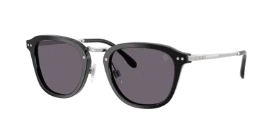 Ralph Lauren Automotive Metal-temple Round Sunglasses In Shiny Black