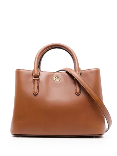 Ralph Lauren Marcy 26 Leather Tote Bag In Brown