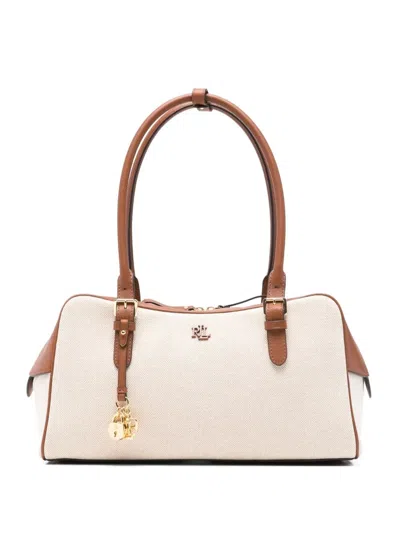 Ralph Lauren Marcy Large Zip Satchel Bag In Sand