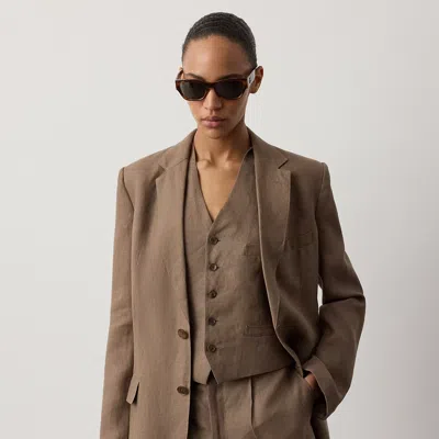 Ralph Lauren Marcy Linen Jacket In Portobello In Brown