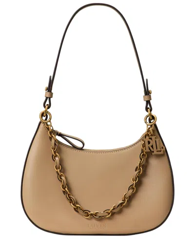 Ralph Lauren Marcy Medium Leather Shoulder Bag In Tan