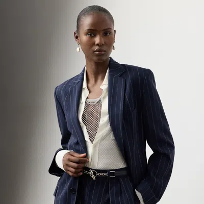 Ralph Lauren Marcy Striped Wool Jacket In Blue