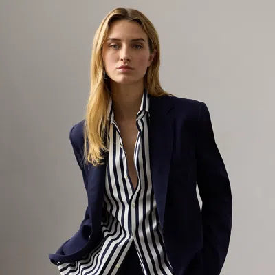 Ralph Lauren Marcy Wool Gabardine Jacket In Blue