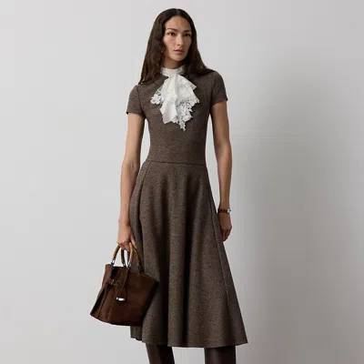 Ralph Lauren Margaret Tick-weave Jersey Day Dress In Gray