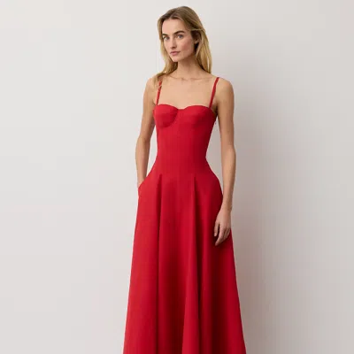 Ralph Lauren Marigot Cotton-blend Poplin Day Dress In Bright Red