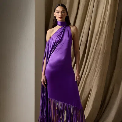 Polo Ralph Lauren Marlee Fringed Silk Maxi Dress In Bright Purple | ModeSens