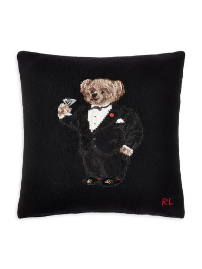 Ralph Lauren Martini Bear Knit Throw Pillow In Black