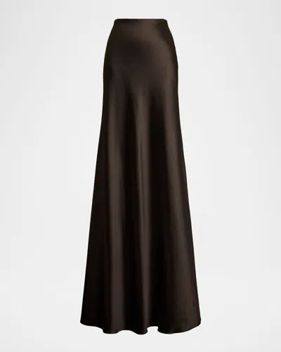 Ralph Lauren Masina Satin Maxi Skirt In Brown