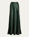 Ralph Lauren Long Silk Skirt Masina In Green
