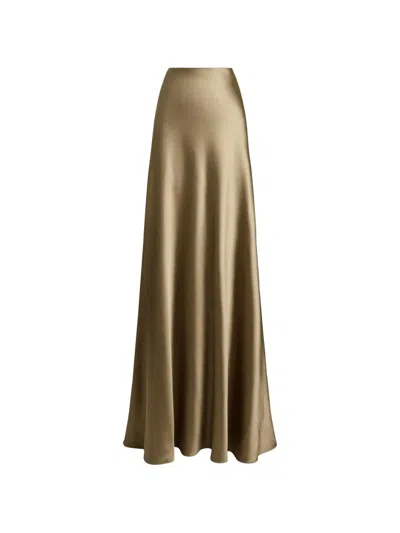 Ralph Lauren Masina Satin Maxi Skirt In Green