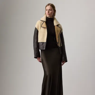 Ralph Lauren Masina Stretch Satin Skirt In Dark Brown