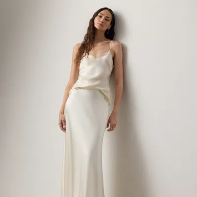 Ralph Lauren Masina Stretch Satin Skirt In Lux Cream In White