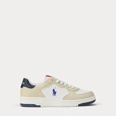 Ralph Lauren Masters Court Faux-leather Sneaker In White Multi