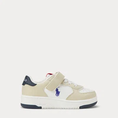 Ralph Lauren Kids' Masters Court Faux-suede Ps Sneaker In White Multi