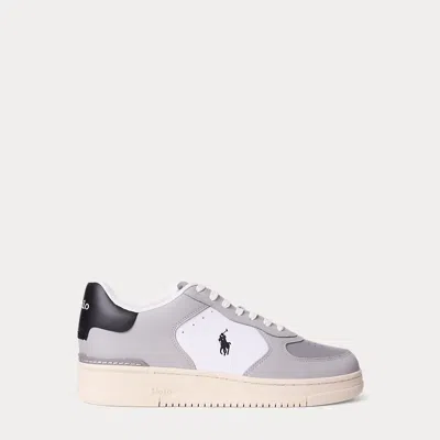 Ralph Lauren Masters Court Leather Sneaker In Tonal Channel Grey