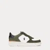 Polo Ralph Lauren Masters Court Nubuck & Leather Sneaker In Deckwash White/olive