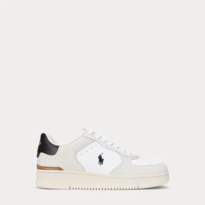 Polo Ralph Lauren Masters Court Nubuck & Leather Sneaker In White/black