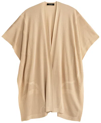 Ralph Lauren Matte Shine Belting Ruana In Ivory Beige