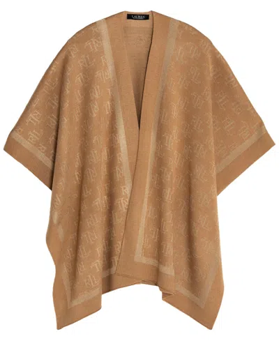 Ralph Lauren Matte Shine Logo Ruana In Classic Camel