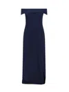 Ralph Lauren Off-shoulder Split Dress In Blue
