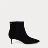 Ralph Lauren Mckay Suede Bootie Heel In Black