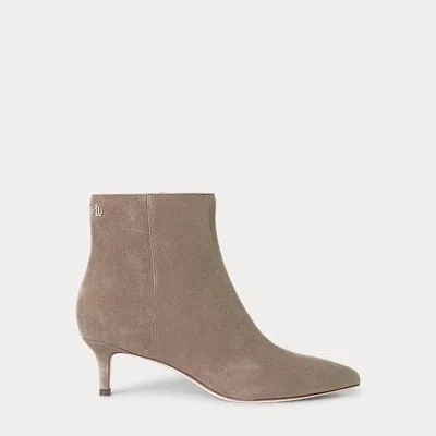 Ralph Lauren Mckay Suede Bootie Heel In Brown