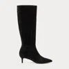 Ralph Lauren Mckay Suede Tall Boot Heel In Black