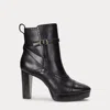 Ralph Lauren Mckinsey Burnished Leather Bootie In Black