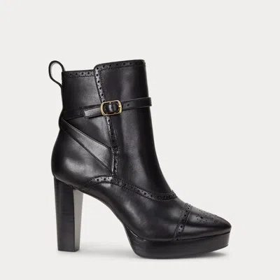 Ralph Lauren Mckinsey Burnished Leather Bootie In Black
